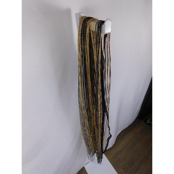 Beaded Fringe Scarf Womens One Size Black Gold Multi Strand Seed Bead Lariat - Picture 3 of 10